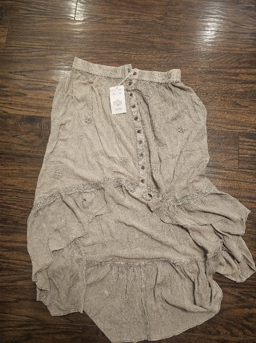 Sacred Threads Asymmetrical Ruffle Skirt - Taupe